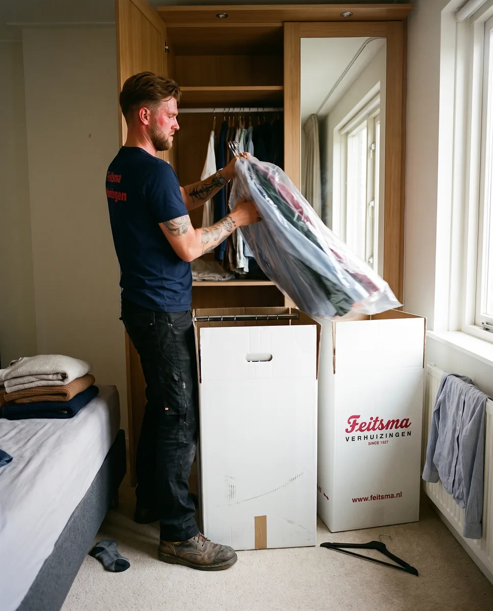 Hangende kleding gaat rechtstreeks in de garderobedoos met roede