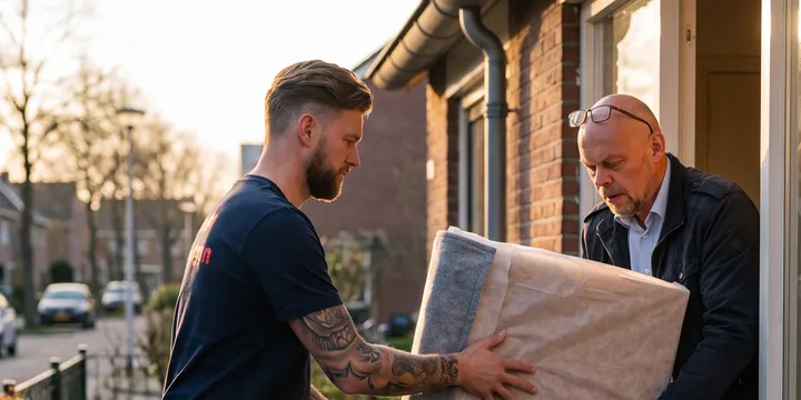 Ingepakt kunstwerk wordt overgedragen