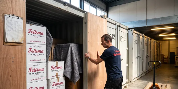 Opslagcontainer in de Feitsma-loods