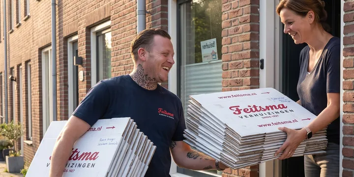 Platgevouwen dozen gaan terug naar de verhuizer