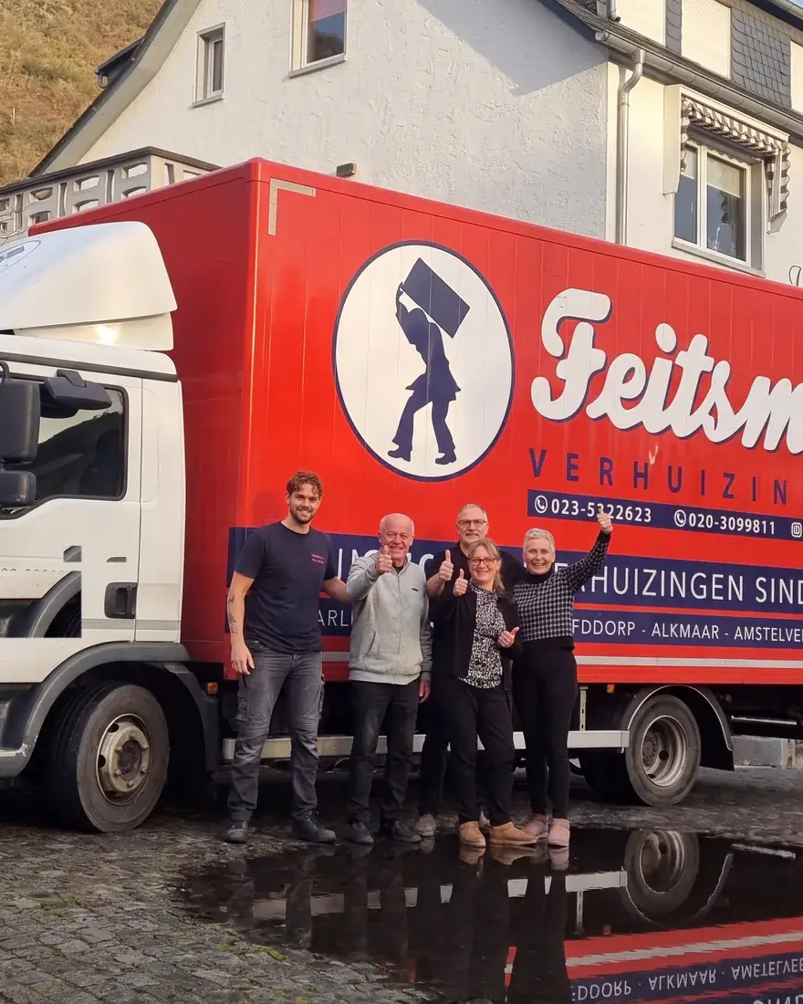 The Feitsma team by the removal van in Haarlem