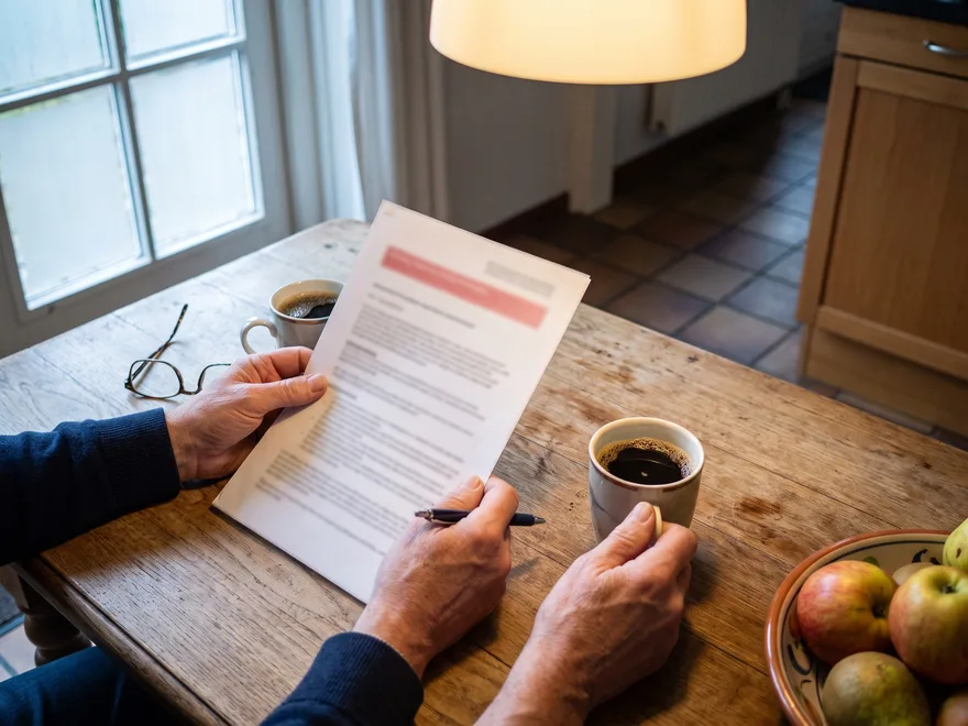 De offerte wordt aan de keukentafel doorgelezen